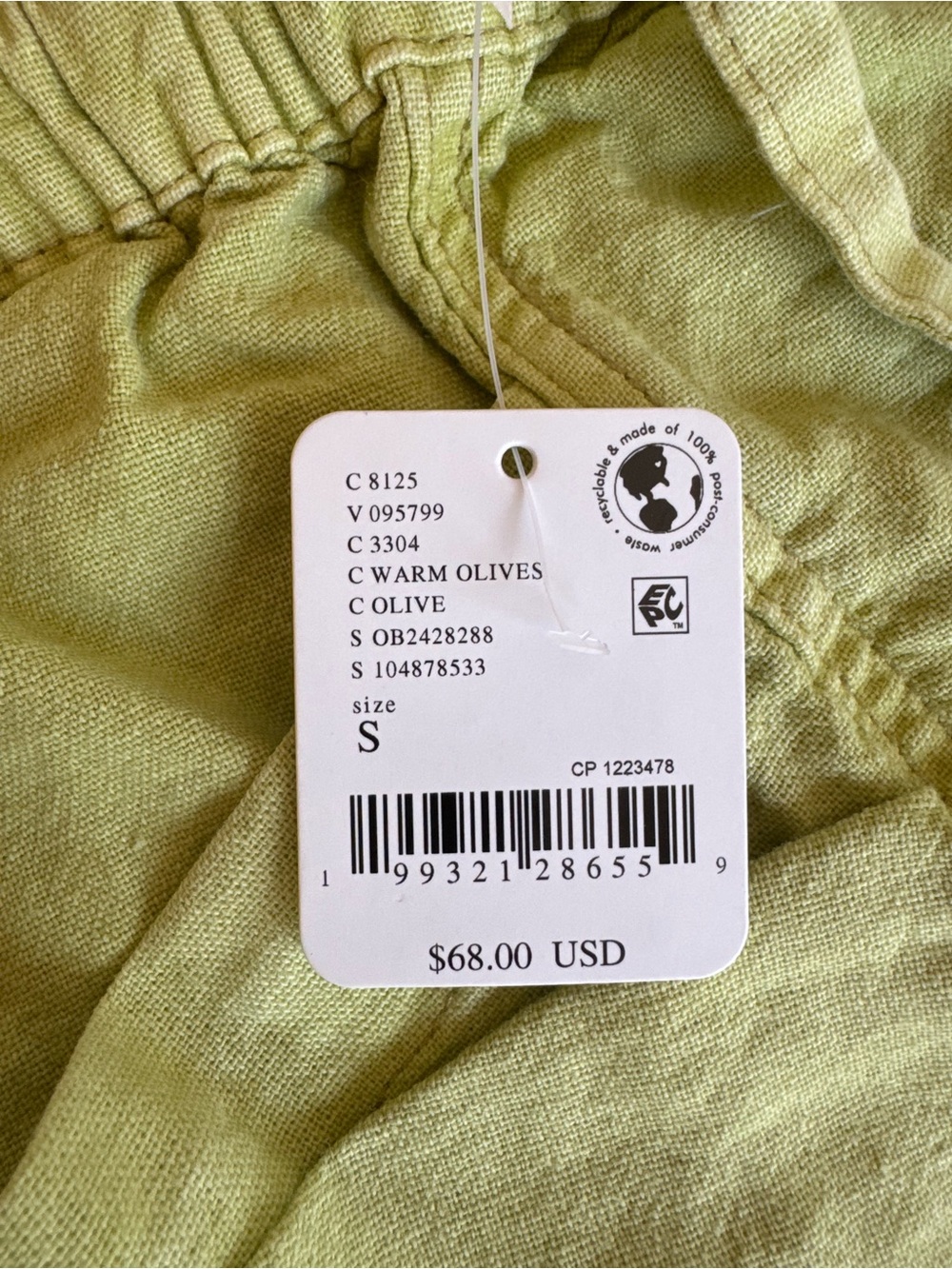 Good Fortune Linen & Cotton Shorts Free People $68.00 Warm Olives Multiple Sizes - Picture 12 of 15